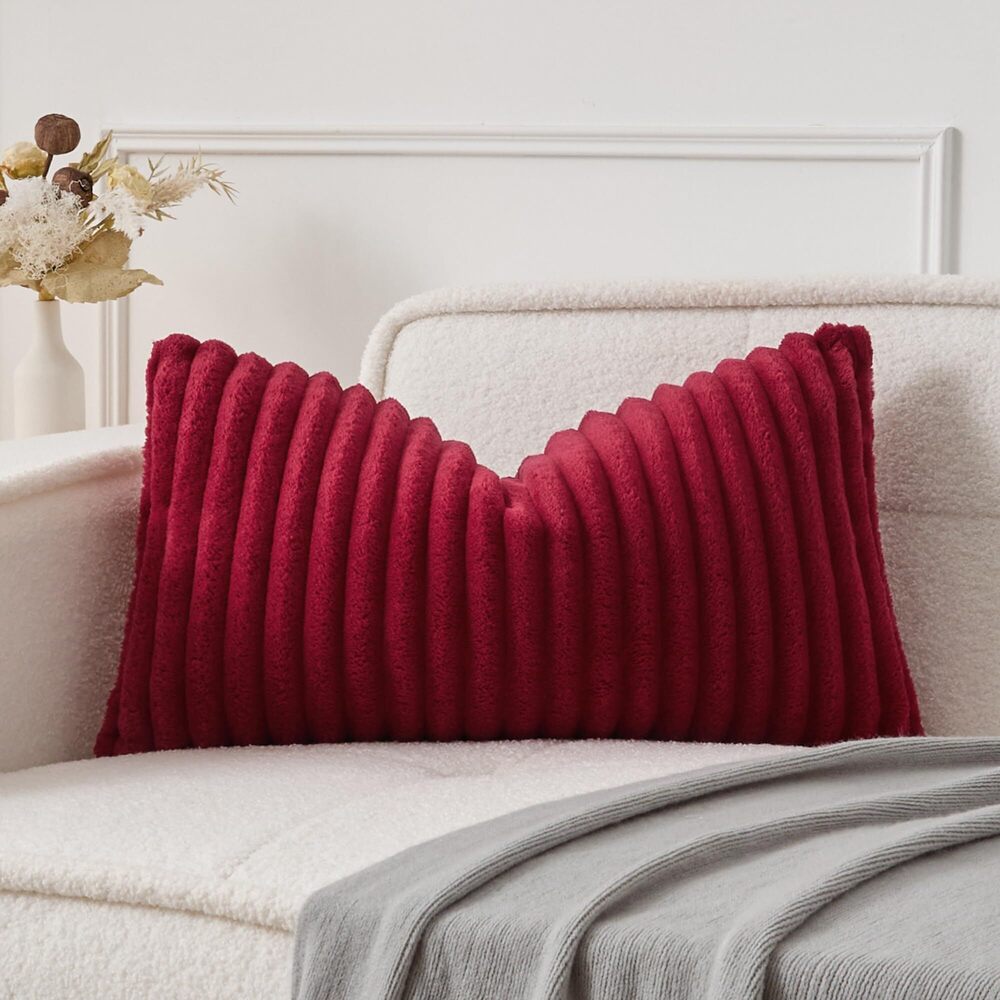 5114 UGASA Lumbar Throw Pillow Cover 12x24 Inch Set of 1 Super Soft Faux